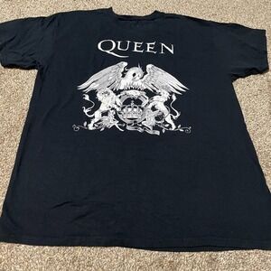 Queen Band T Shirt Men Size L Black Graphic Tee Concert Tour Rock Music